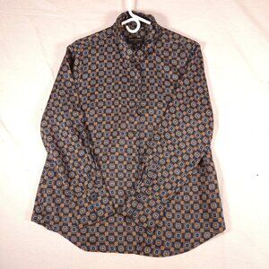 Banana Republic Button Shirt Womens Large Geometric Print Classic Office Preppy